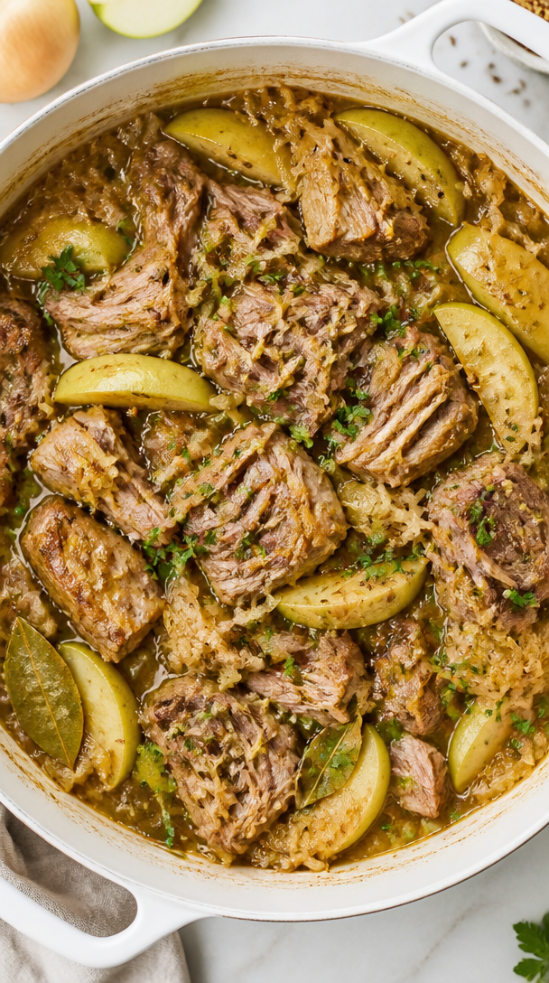 Baked Apple Cider Braised Pork Kraut Baked Apple Cider Braised Pork Kraut