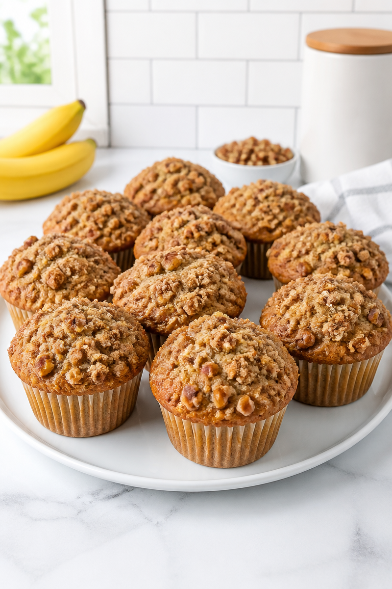 Baked Banana Nut Streusel Muffins Baked Banana Nut Streusel Muffins