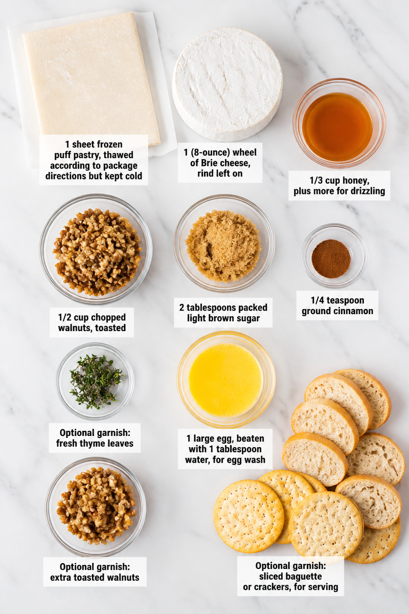 Baked Brie Walnut Honey Puff