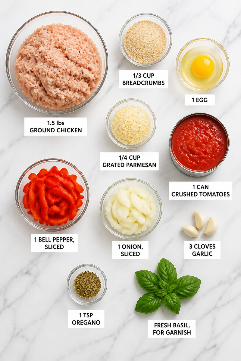 Baked Chicken Cacciatore Meatball Skillet