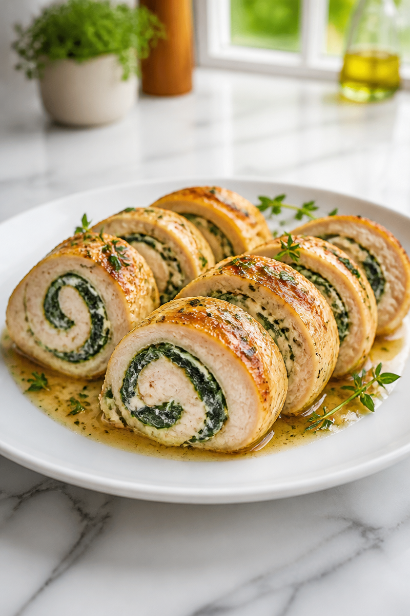 Baked Chicken Roulade Spinach Cheese