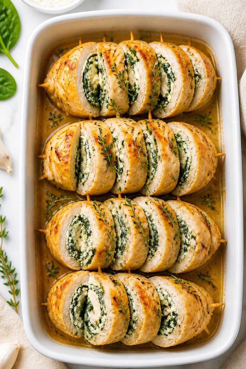 Baked Chicken Roulade Spinach Cheese