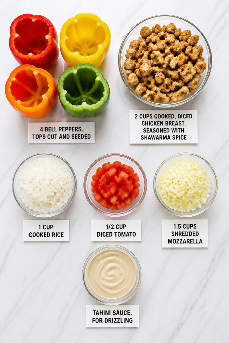 Baked Chicken Shawarma Stuffed Pepper