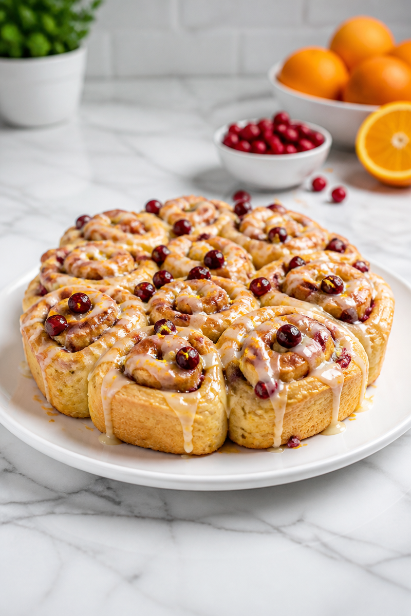 Baked Cranberry Orange Cinnamon Roll