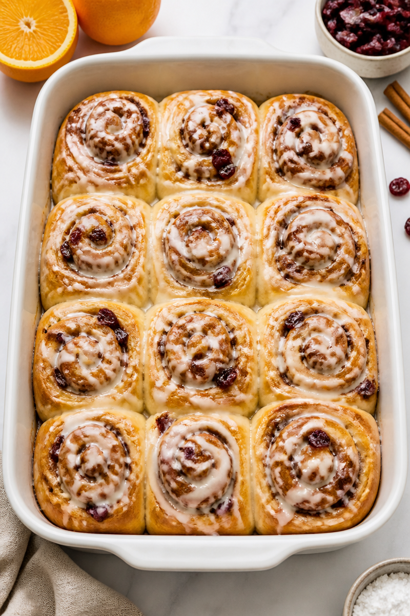 Baked Cranberry Orange Cinnamon Roll