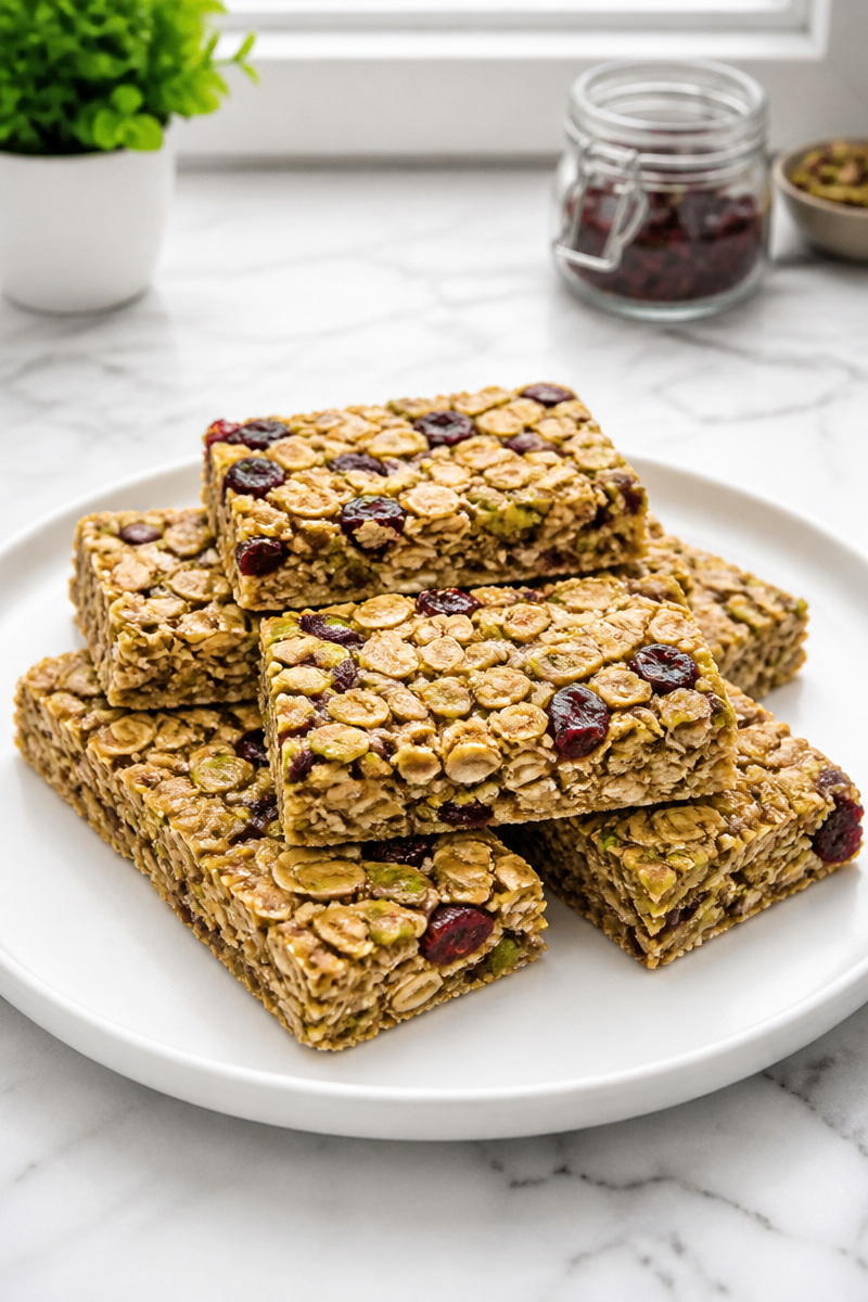 Baked Cranberry Pistachio Granola Bar Baked Cranberry Pistachio Granola Bar