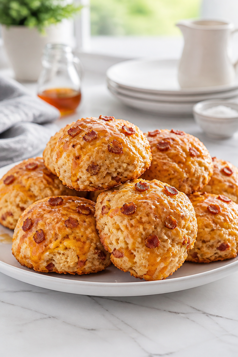Baked Maple Bacon Biscuit Cheddar Baked Maple Bacon Biscuit Cheddar