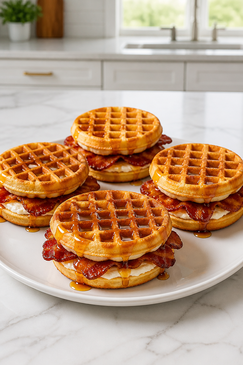 Baked Maple Bacon Waffle Sandwich Baked Maple Bacon Waffle Sandwich