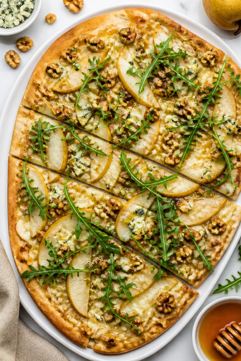 Baked Pear Gorgonzola Walnut Flatbread Baked Pear Gorgonzola Walnut Flatbread