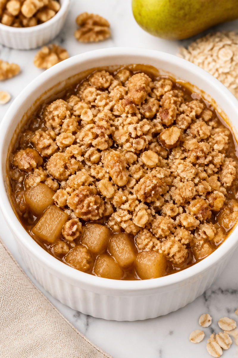 Baked Pear Walnut Crumble Individual Cup Baked Pear Walnut Crumble Individual Cup