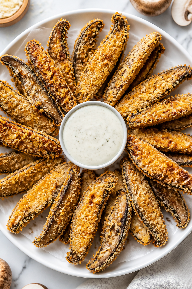 Baked Portobello Fries Parmesan Dip