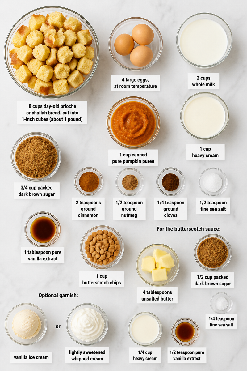 Baked Pumpkin Butterscotch Bread Pudding