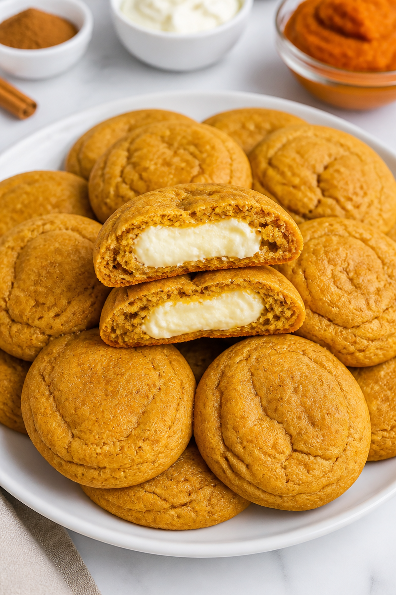 Baked Pumpkin Cheesecake Stuffed Cookie