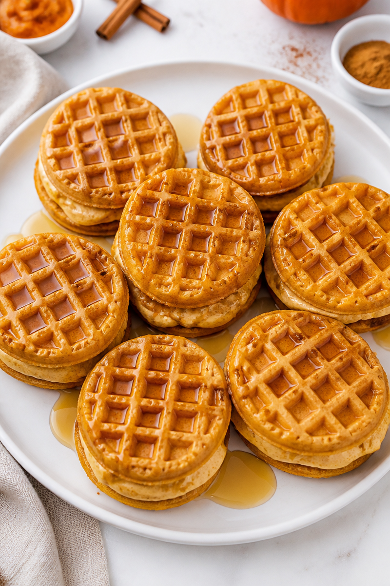 Baked Pumpkin Waffle Sandwich Cream
