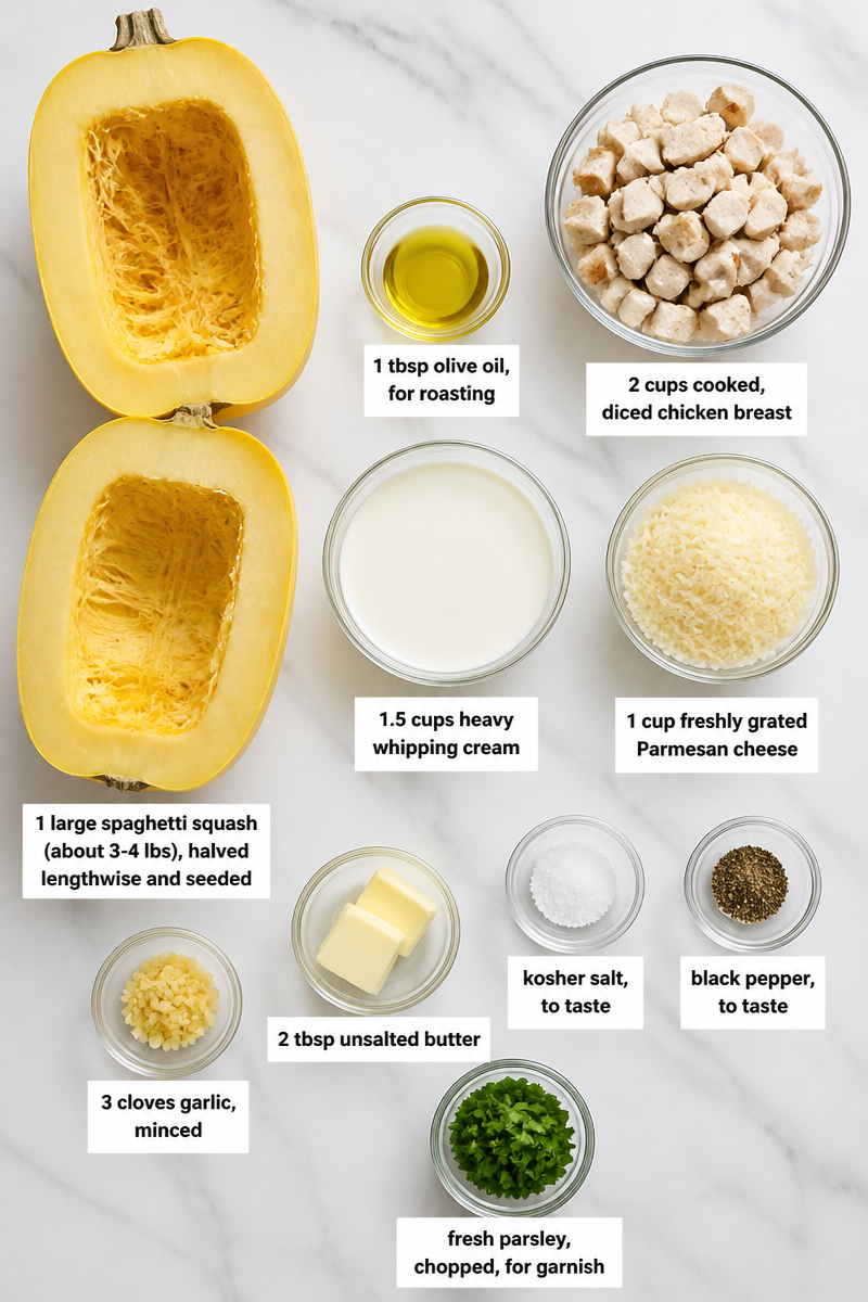 Baked Spaghetti Squash Chicken Alfredo Baked Spaghetti Squash Chicken Alfredo