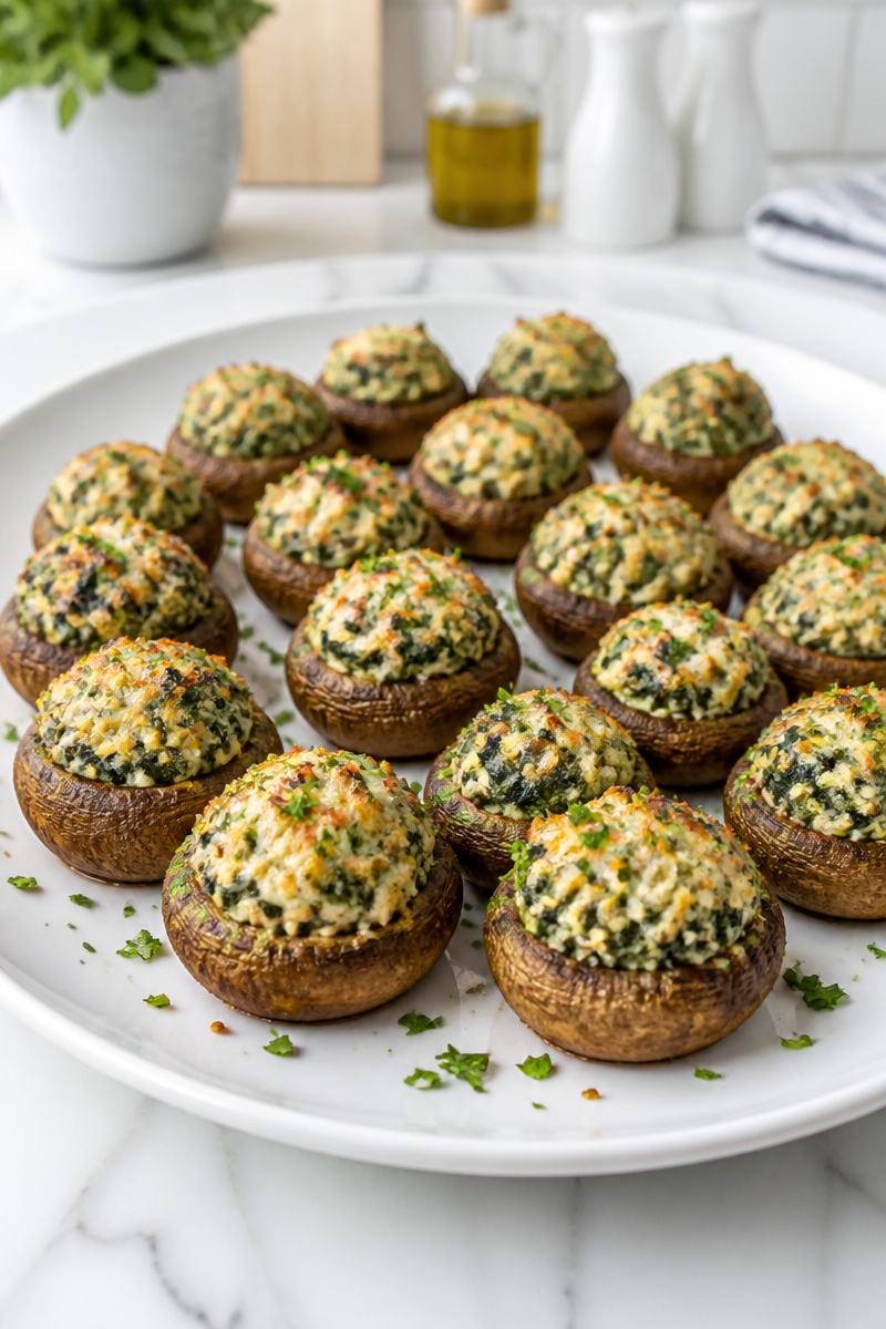 Baked Spinach Feta Stuffed Mushrooms Baked Spinach Feta Stuffed Mushrooms