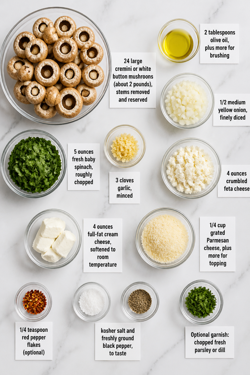 Baked Spinach Feta Stuffed Mushrooms Baked Spinach Feta Stuffed Mushrooms