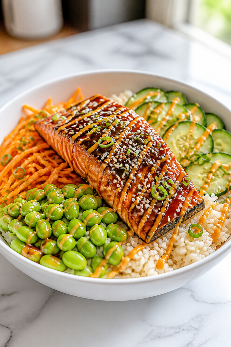 Baked Teriyaki Salmon Rice Bowl