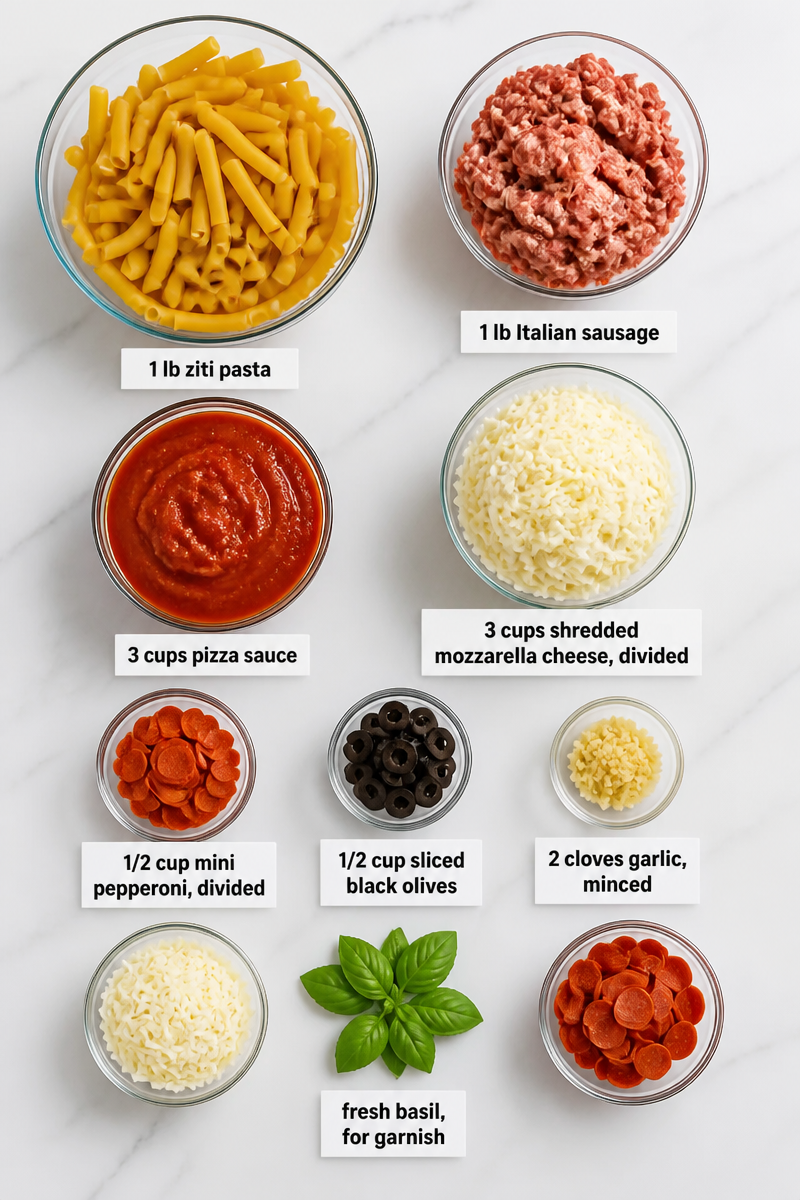 Baked Ziti Pizza Casserole Fusion