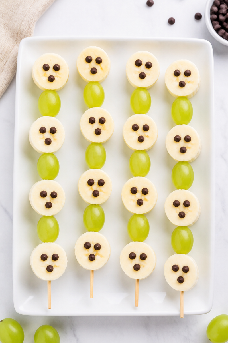 Banana Ghost Fruit Snack Skewers Banana Ghost Fruit Snack Skewers