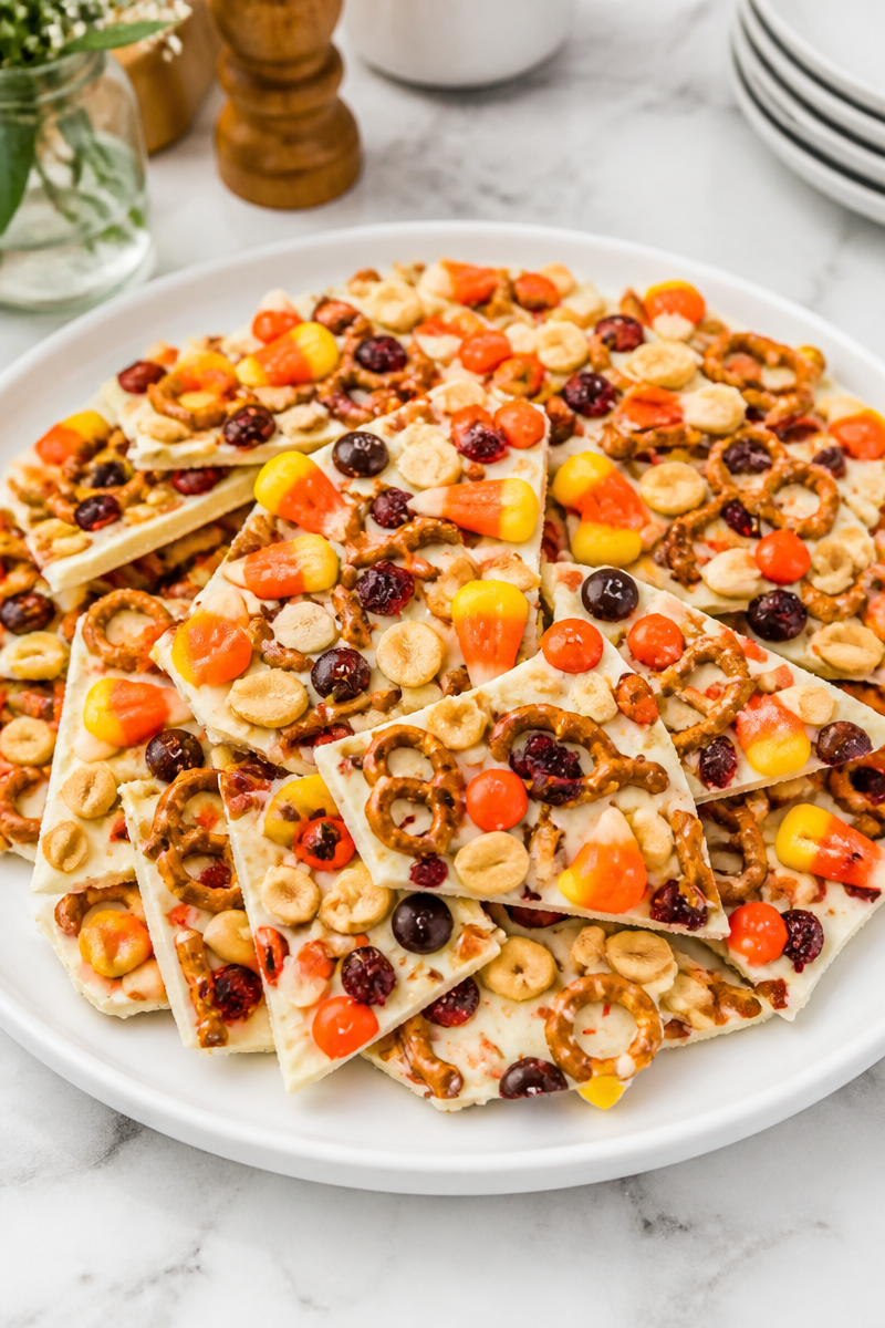Candy Corn Trail Mix Bark
