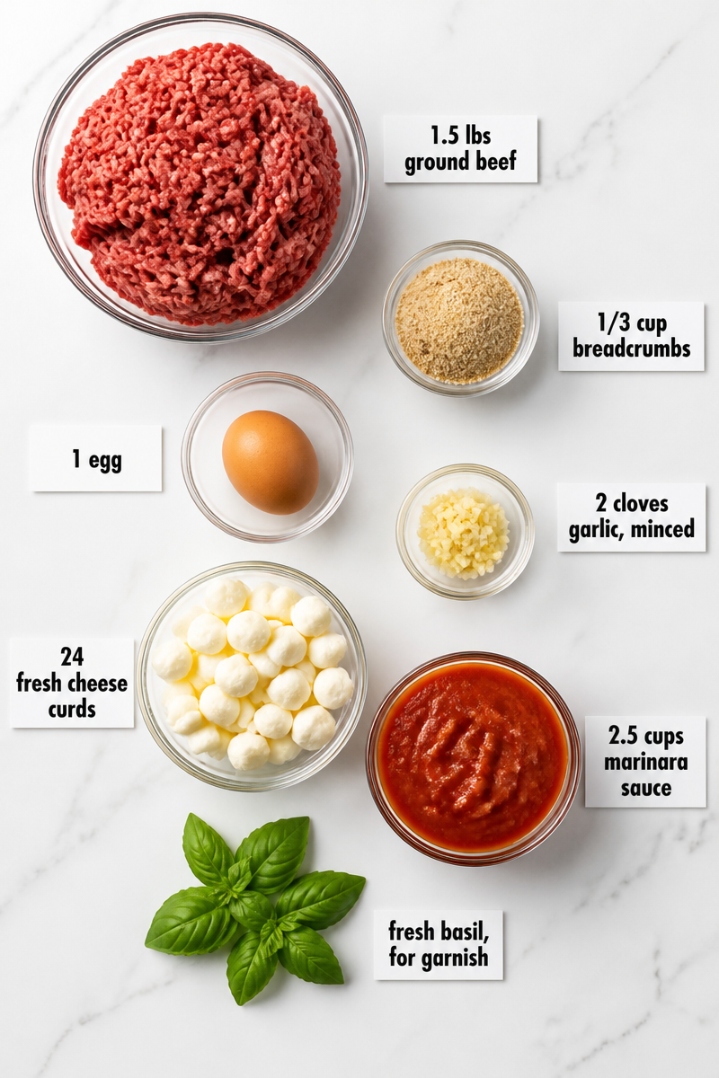Cheese Curd Stuffed Meatball Marinara