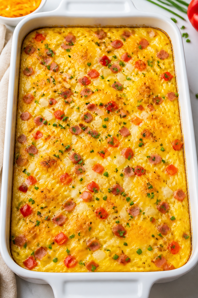 Cheesy Ham And Egg Bake Cheesy Ham And Egg Bake