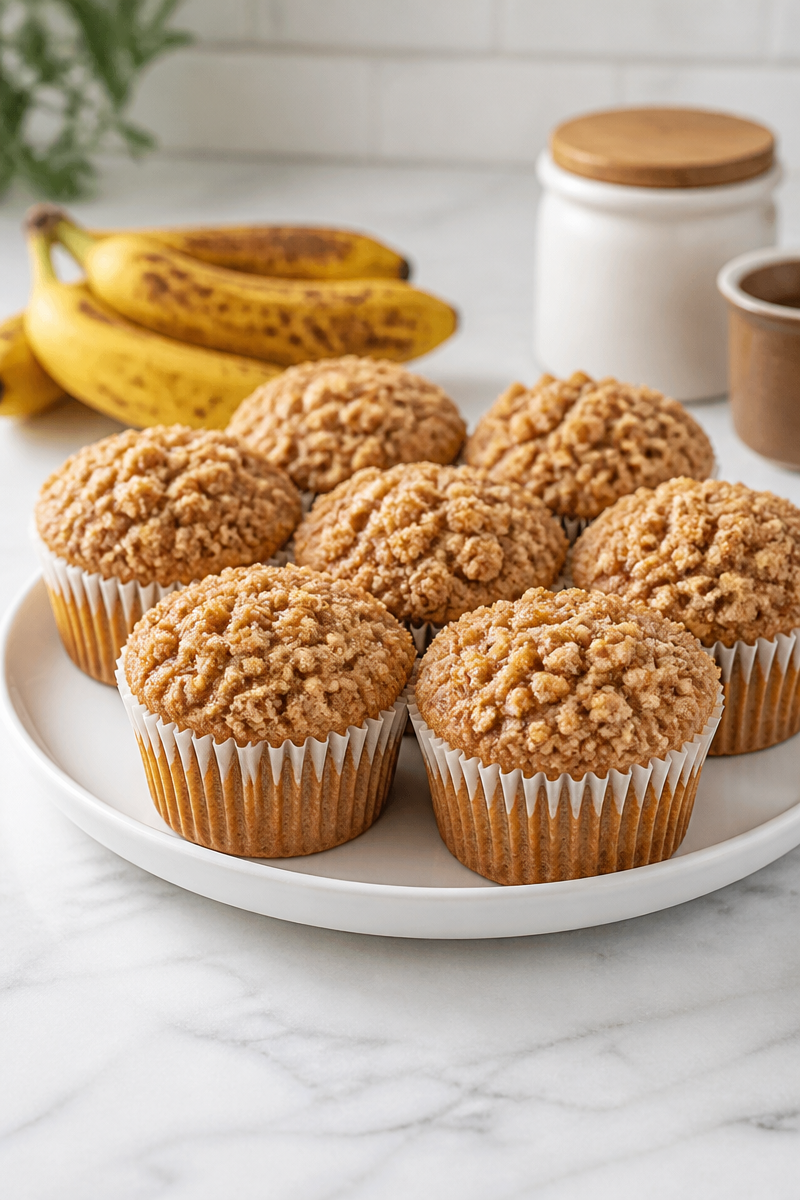 Classic Banana Muffin Streusel Crumb