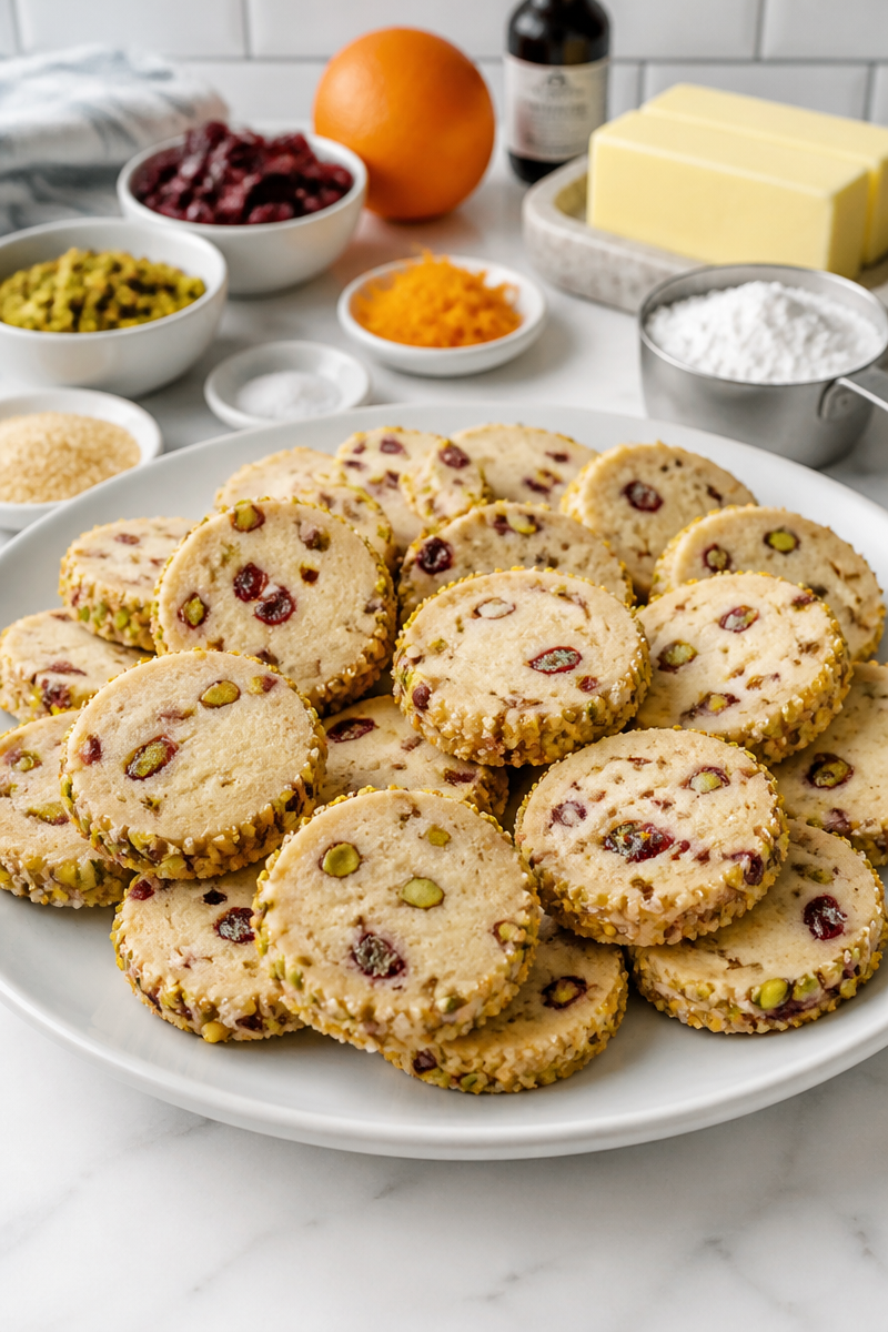 Cranberry Pistachio Shortbread Cookie Bite Cranberry Pistachio Shortbread Cookie Bite