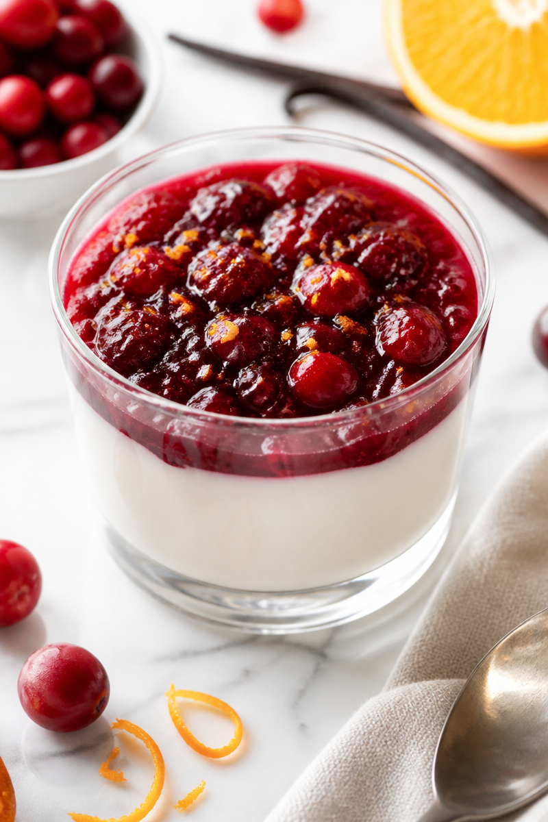 Cranberry Vanilla Bean Panna Cotta