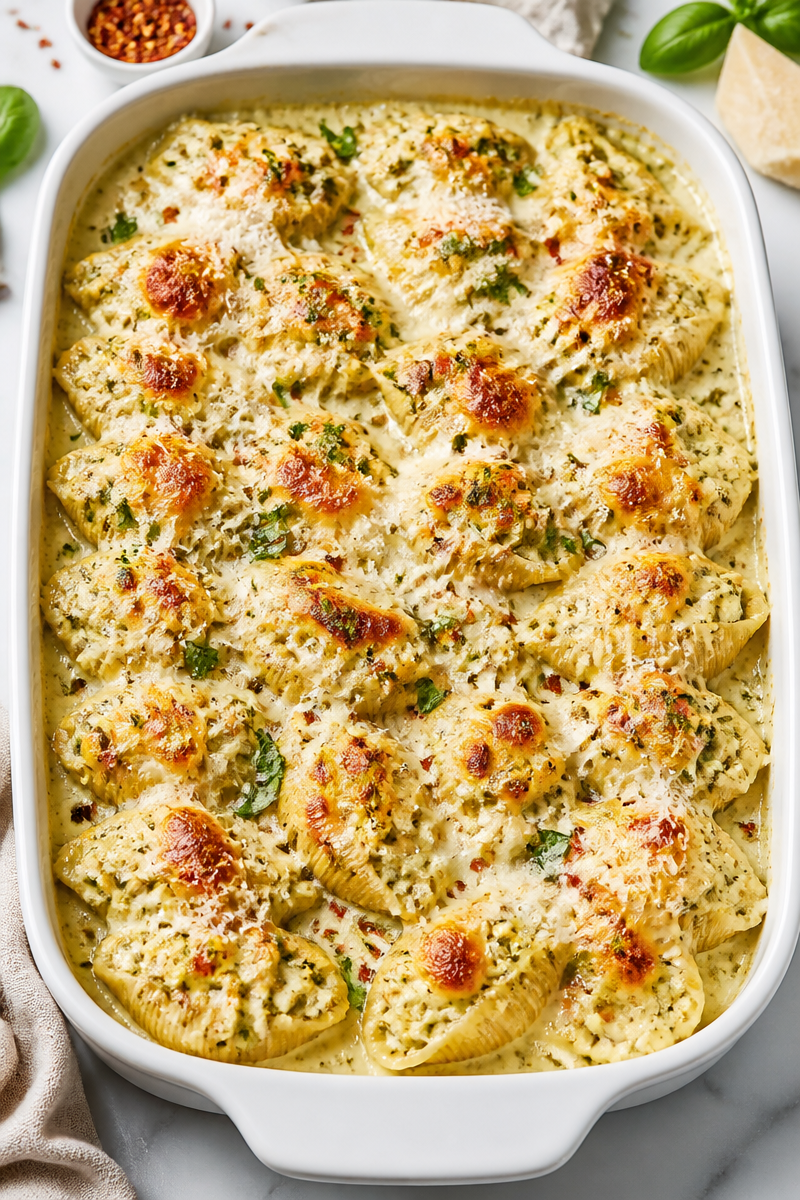 Creamy Pesto Chicken Stuffed Shells Creamy Pesto Chicken Stuffed Shells