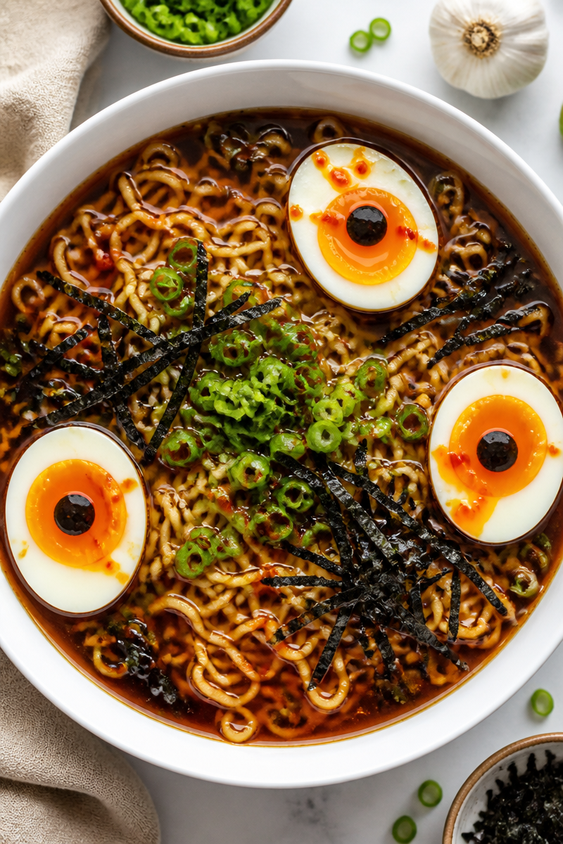 Creepy Halloween Ramen Noodle Bowl Creepy Halloween Ramen Noodle Bowl