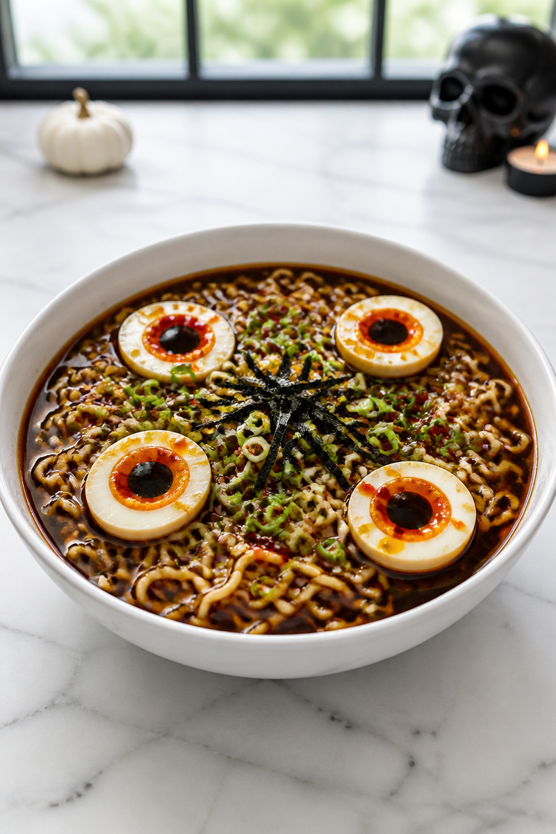 Creepy Halloween Ramen Noodle Bowl Creepy Halloween Ramen Noodle Bowl
