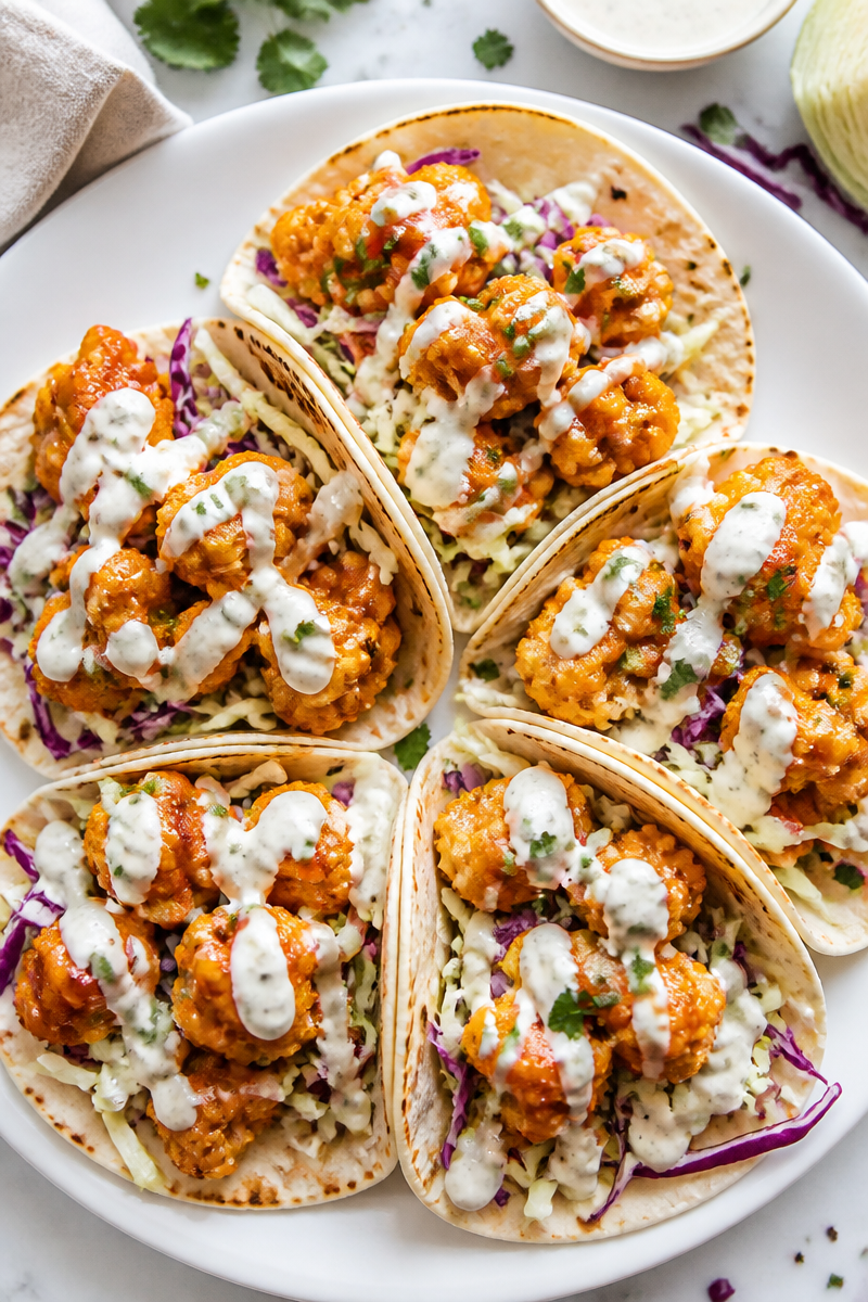Crispy Baked Buffalo Cauliflower Taco Crispy Baked Buffalo Cauliflower Taco