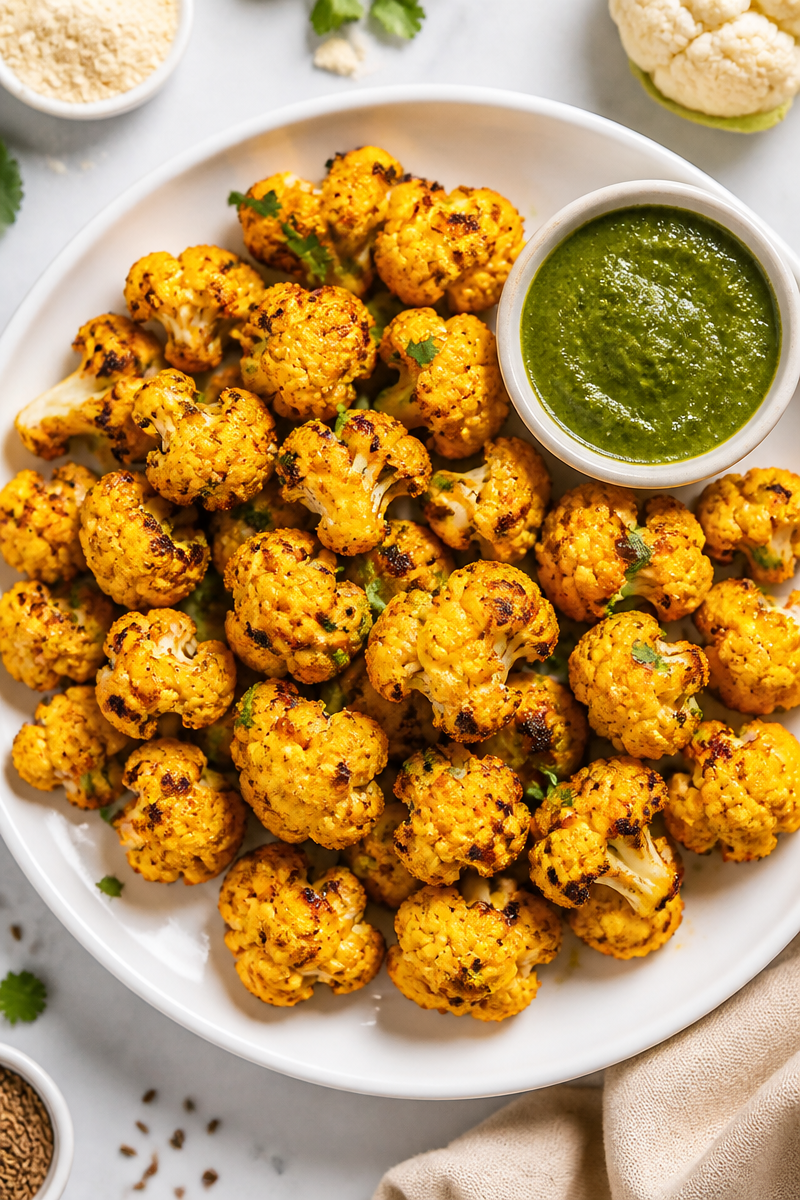 Crispy Baked Cauliflower Bhaji Bite Crispy Baked Cauliflower Bhaji Bite