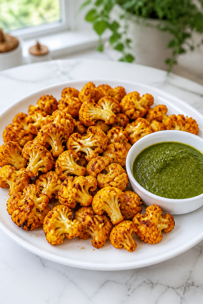Crispy Baked Cauliflower Bhaji Bite Crispy Baked Cauliflower Bhaji Bite