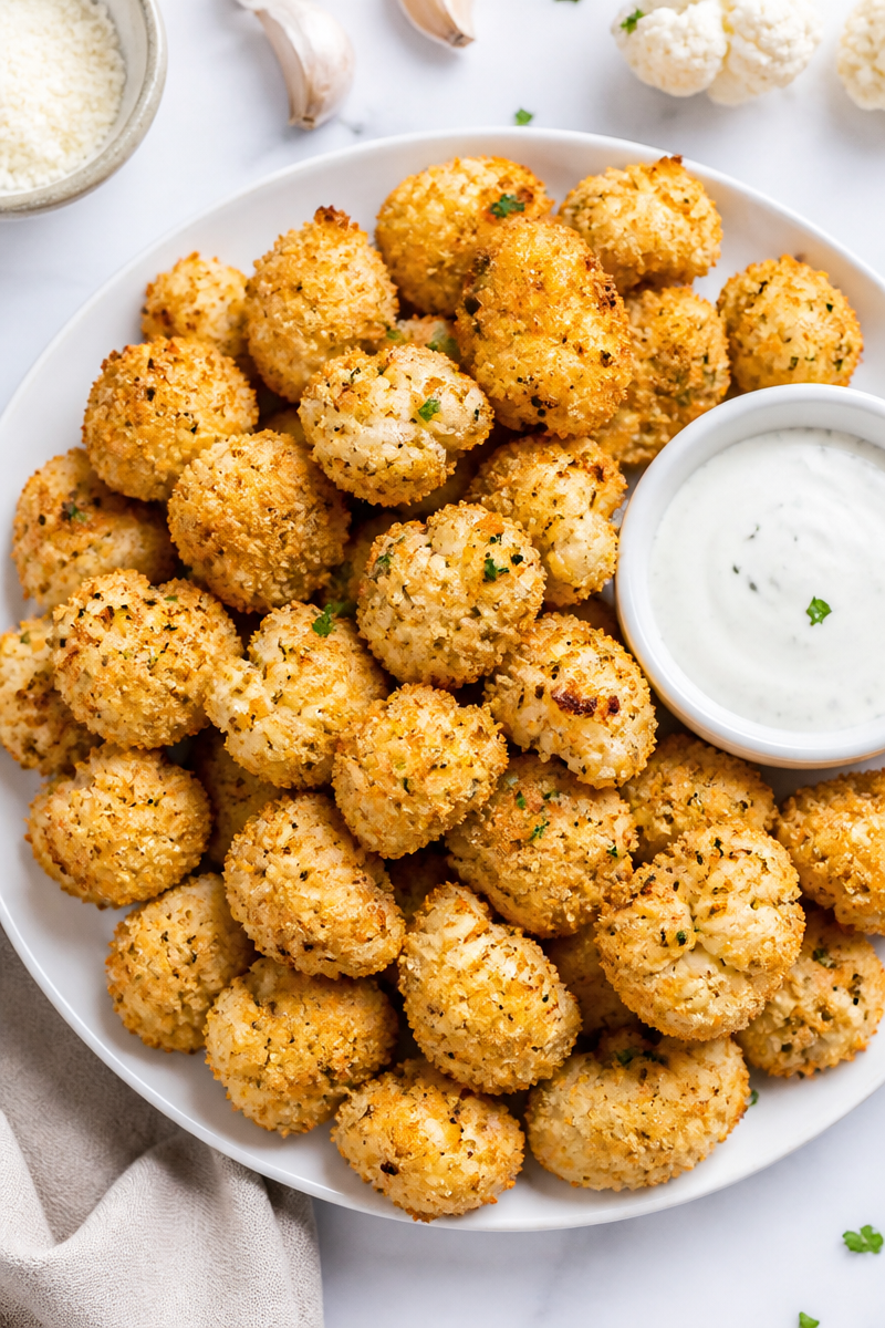 Crispy Baked Cauliflower Popcorn Bite Crispy Baked Cauliflower Popcorn Bite