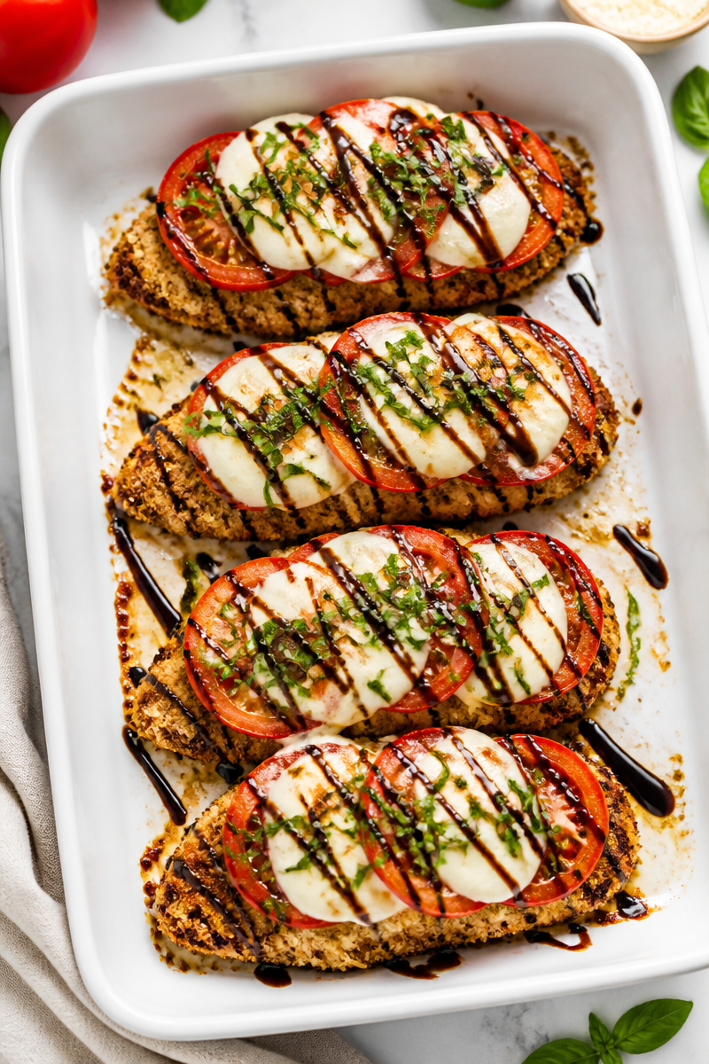 Crispy Baked Chicken Caprese Balsamic
