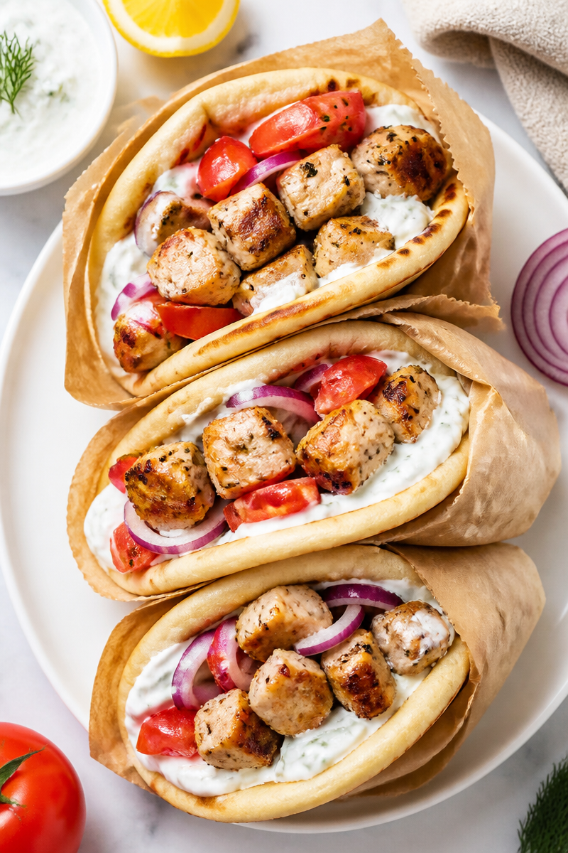 Crispy Baked Chicken Souvlaki Wrap Pita Crispy Baked Chicken Souvlaki Wrap Pita