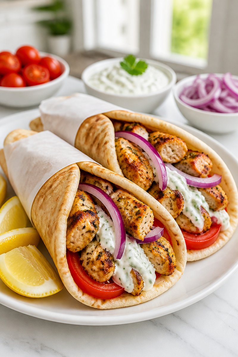 Crispy Baked Chicken Souvlaki Wrap Pita Crispy Baked Chicken Souvlaki Wrap Pita