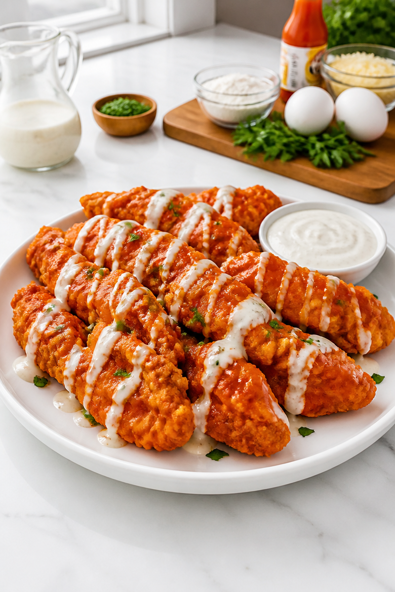 Crispy Baked Chicken Tender Buffalo Ranch Crispy Baked Chicken Tender Buffalo Ranch