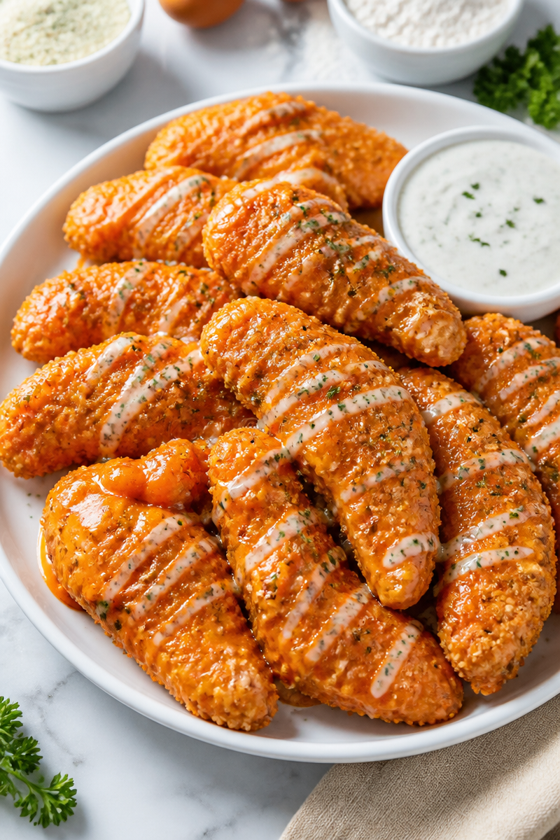 Crispy Baked Chicken Tender Buffalo Ranch Crispy Baked Chicken Tender Buffalo Ranch