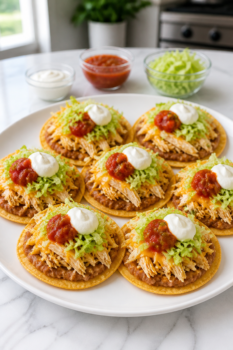 Crispy Baked Chicken Tostada Bean Bite