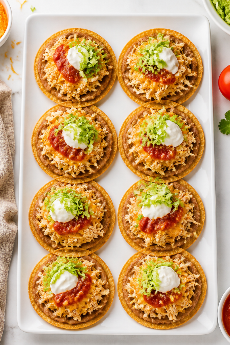 Crispy Baked Chicken Tostada Bean Bite
