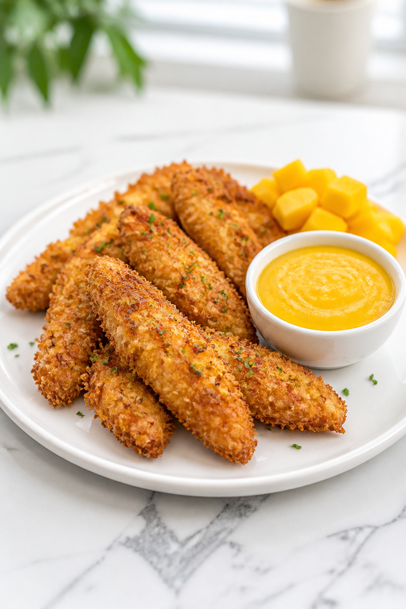 Crispy Baked Coconut Chicken Tender Mango