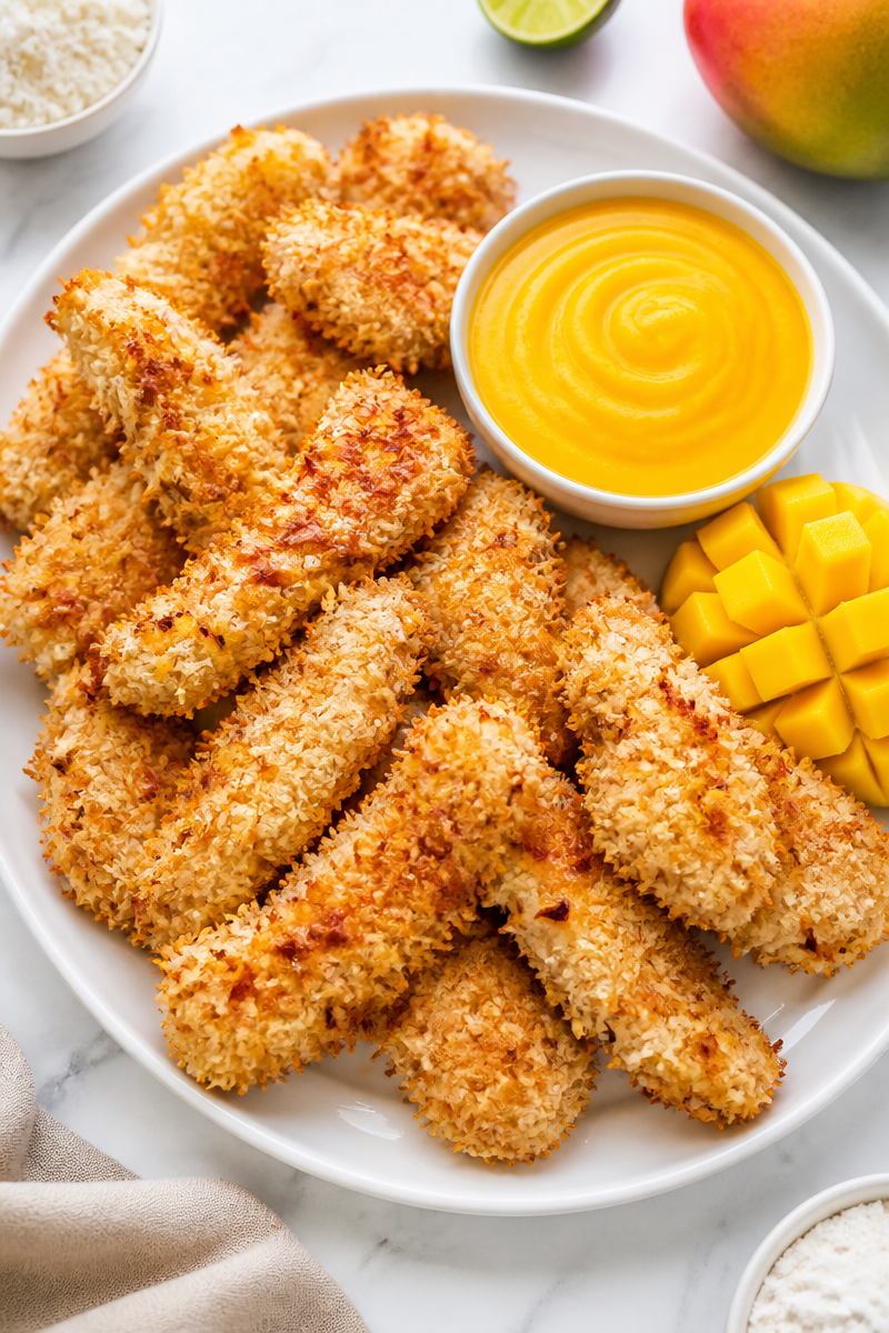 Crispy Baked Coconut Chicken Tender Mango