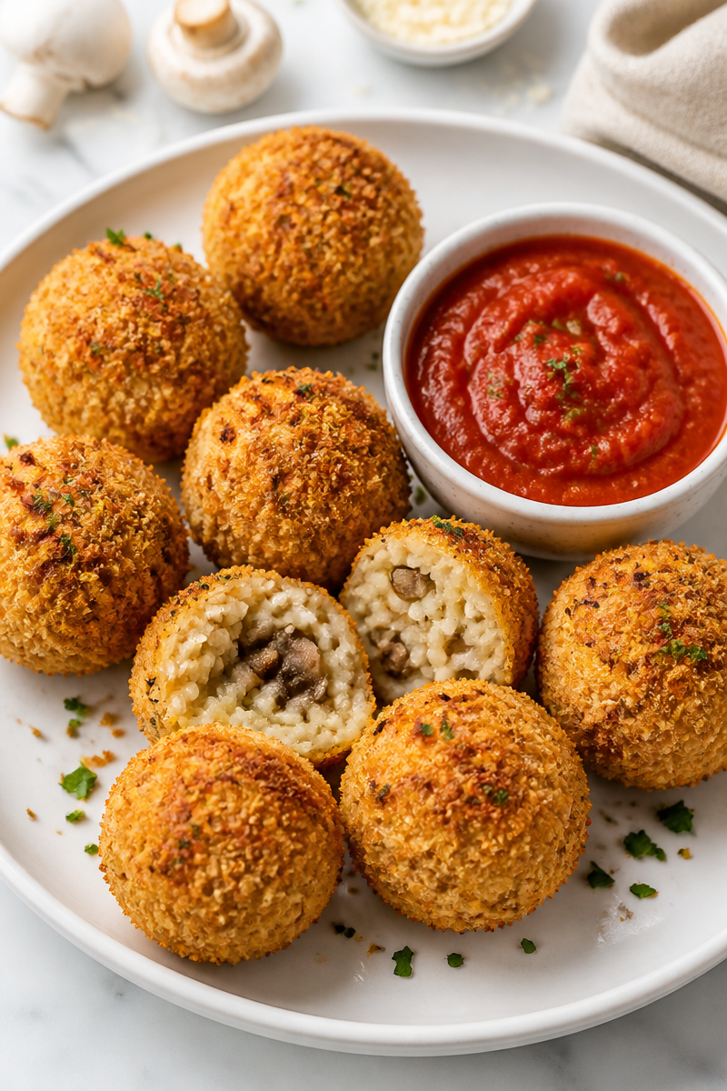 Crispy Baked Mushroom Arancini Ball