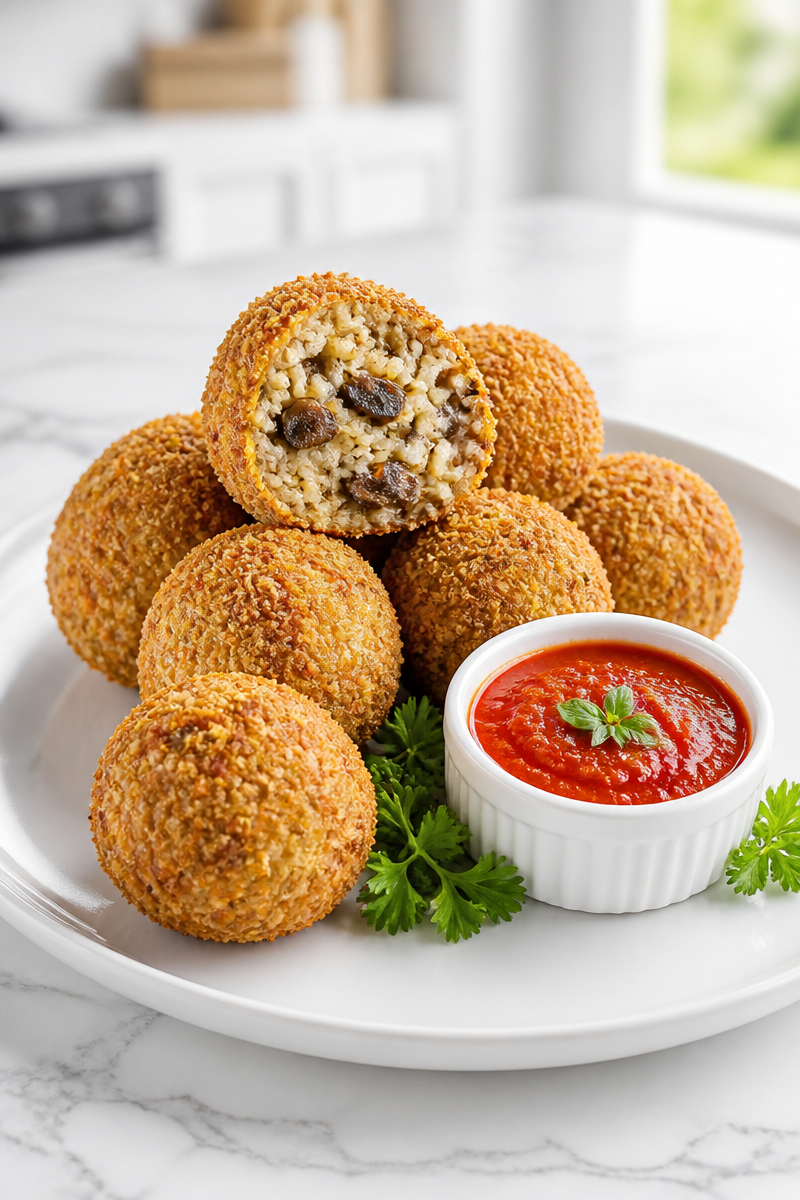 Crispy Baked Mushroom Arancini Ball