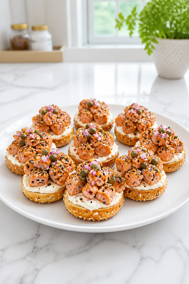 Crispy Baked Salmon Bagel Bite Crispy Baked Salmon Bagel Bite