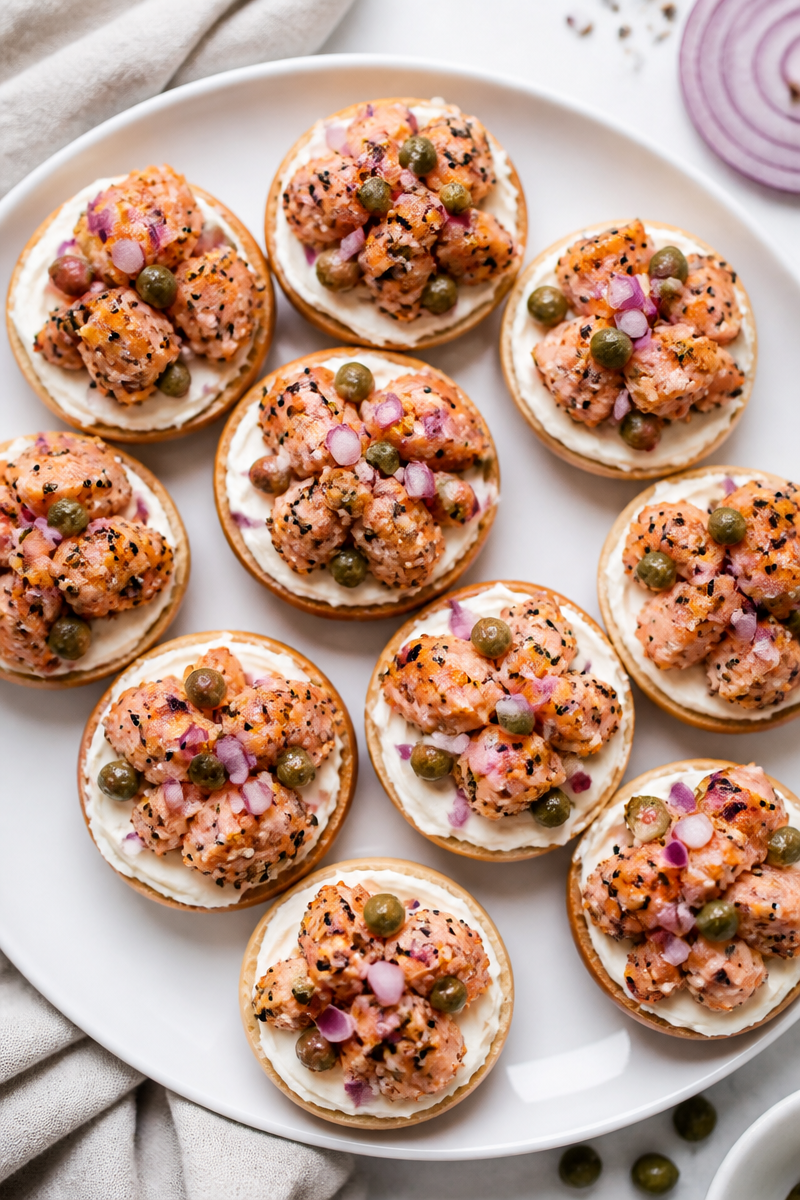 Crispy Baked Salmon Bagel Bite Crispy Baked Salmon Bagel Bite